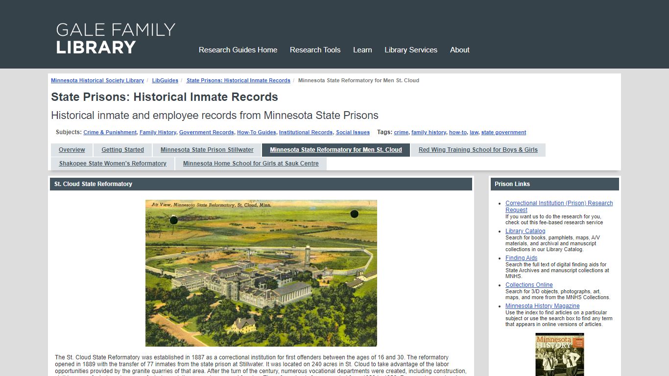 Minnesota State Reformatory for Men St. Cloud - State Prisons ...